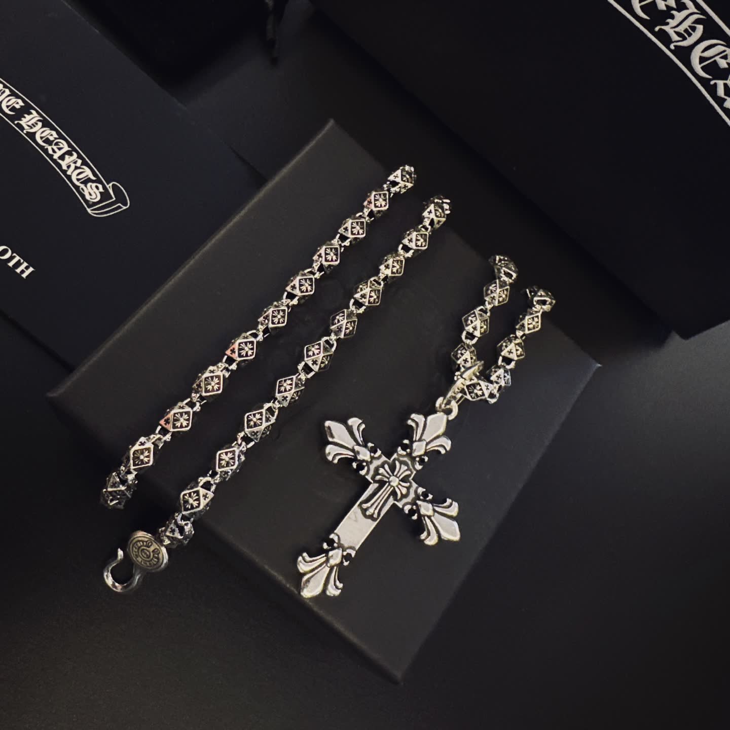 Chrome Hearts Silver Cross Pendant Necklace